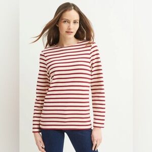 Ecru/Maroon Meridien Moderne Saint James Heavyweight Cotton Breton Striped Shirt